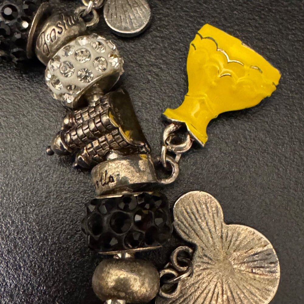Disney-Themed Charm Bracelet Mickey Princess Dresses & Rhinestone Beads Adjustab - Picture 11 of 16